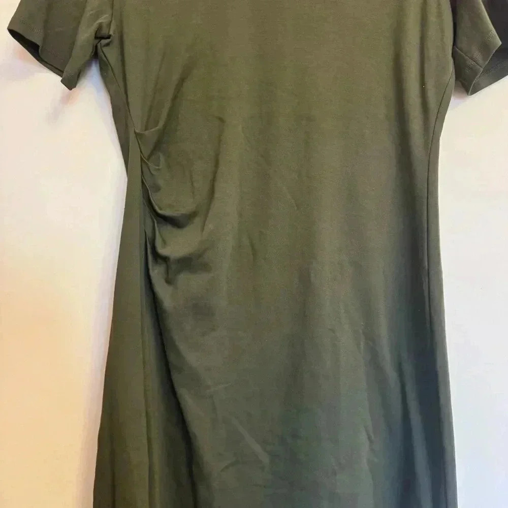 Theory Green Ruched T Shirt Dress - Women’s Large - Picture 6 of 8